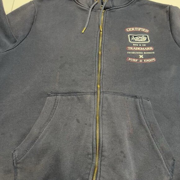 Hurely Hoodie Sweatshirt Mens Medium Navy Blue Full Zip Surf Skate - Picture 4 of 14